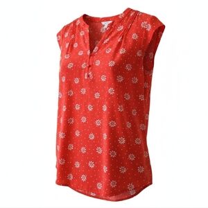 CANDIE'S Red Floral Sleeveless Blouse Lightweight Summer Top SZ.XXL